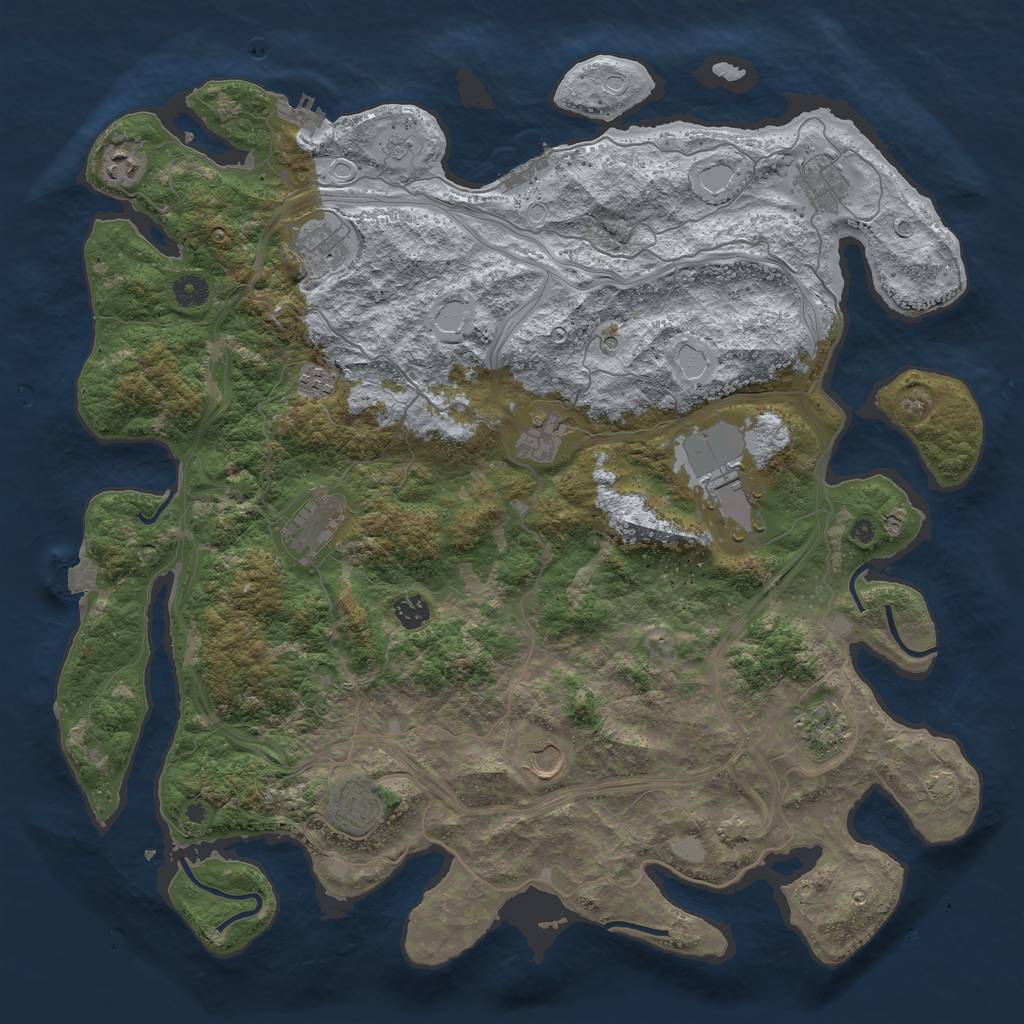 Rust Map: Procedural Map, Size: 4500, Seed: 740972258, 19 Monuments