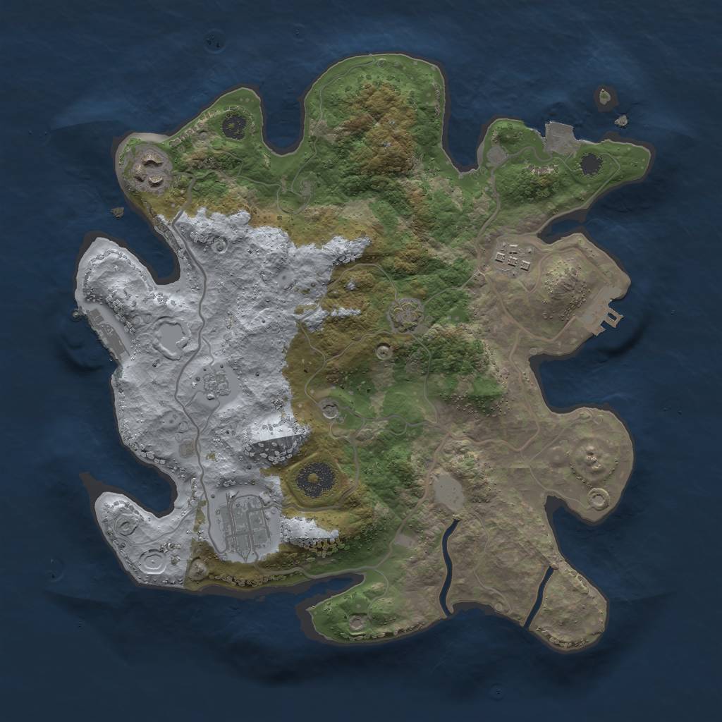 Rust Map: Procedural Map, Size: 3000, Seed: 712123350, 11 Monuments