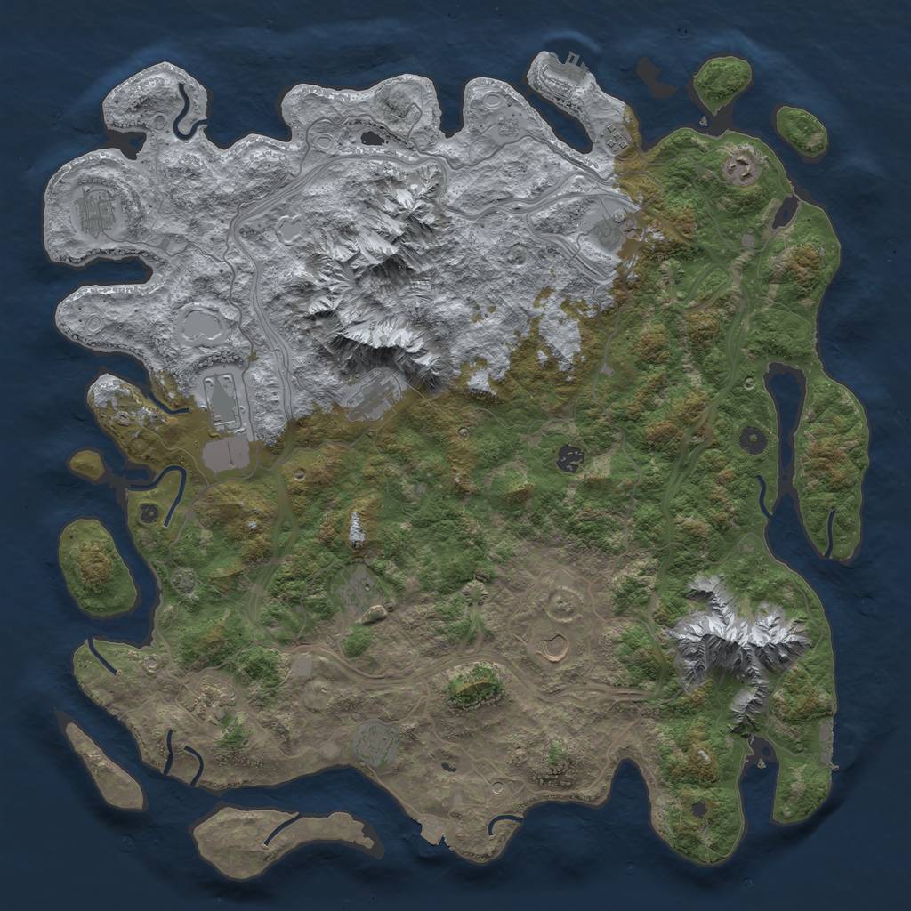 Rust Map: Procedural Map, Size: 5000, Seed: 360901100, 19 Monuments