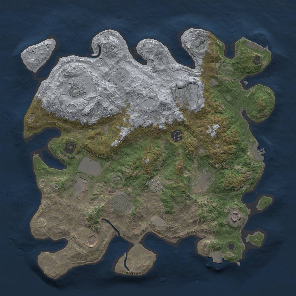 Rust Map: Procedural Map, Size: 3650, Seed: 33484317, 17 Monuments