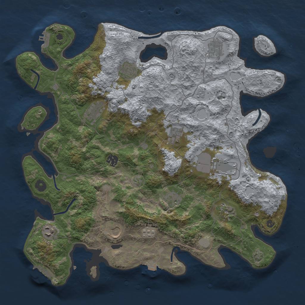 Rust Map: Procedural Map, Size: 4000, Seed: 693359871, 19 Monuments