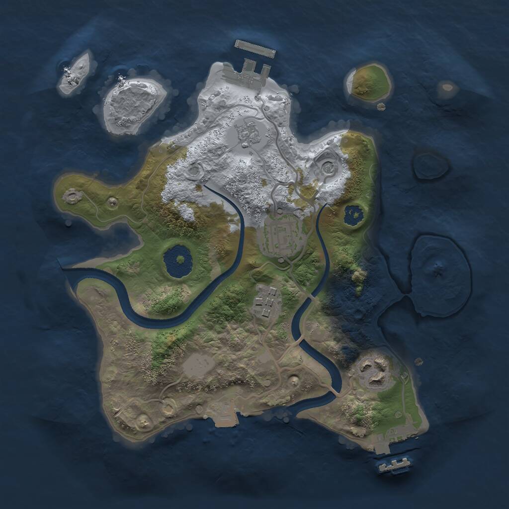 Rust Map: Procedural Map, Size: 2500, Seed: 6908, 8 Monuments