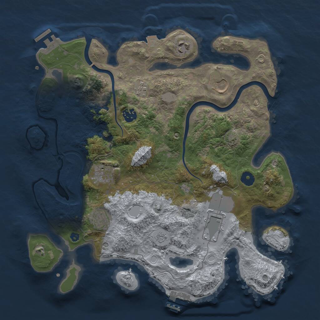 Rust Map: Procedural Map, Size: 3500, Seed: 972128596, 13 Monuments