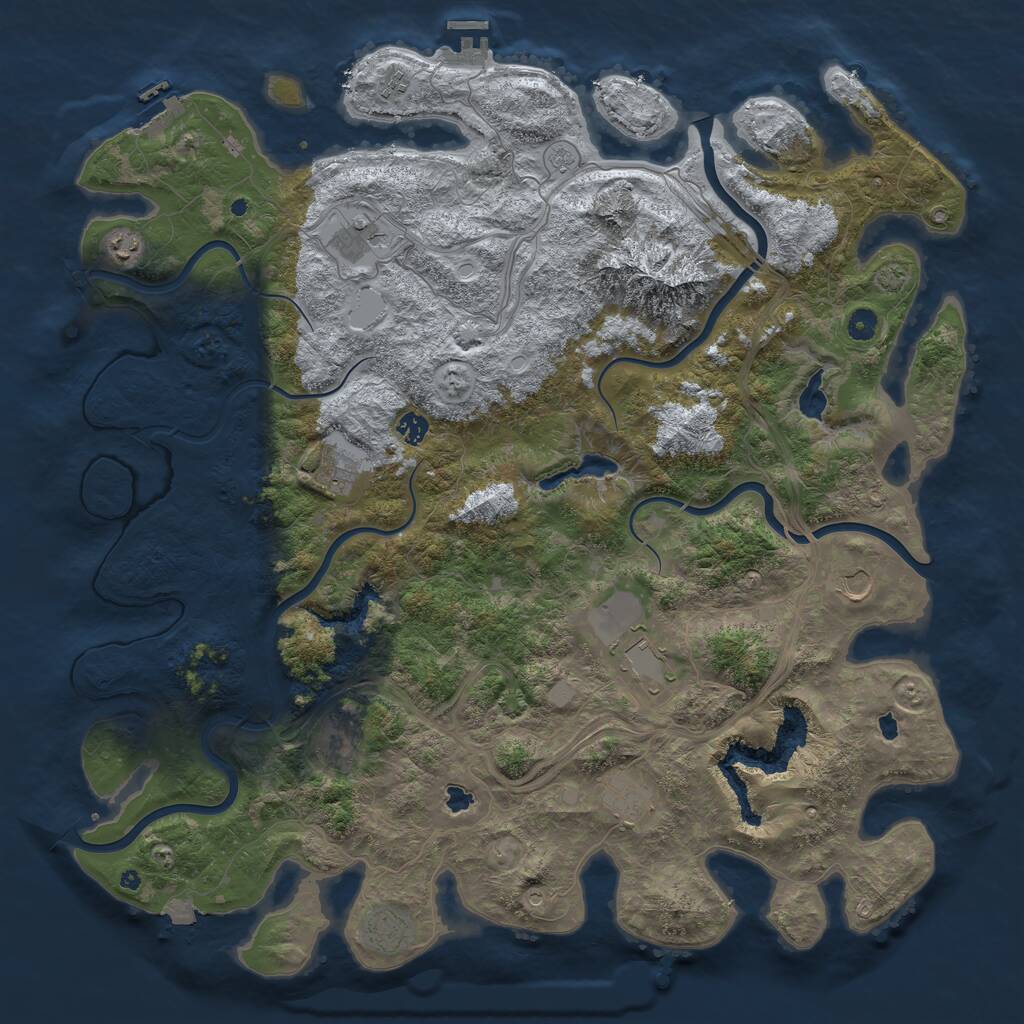 Rust Map: Procedural Map, Size: 5000, Seed: 2046868101, 16 Monuments