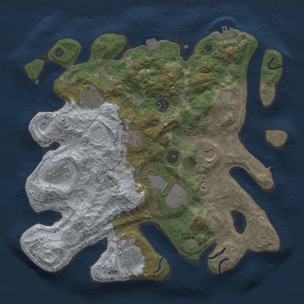 Rust Map: Procedural Map, Size: 3500, Seed: 801301025, 15 Monuments