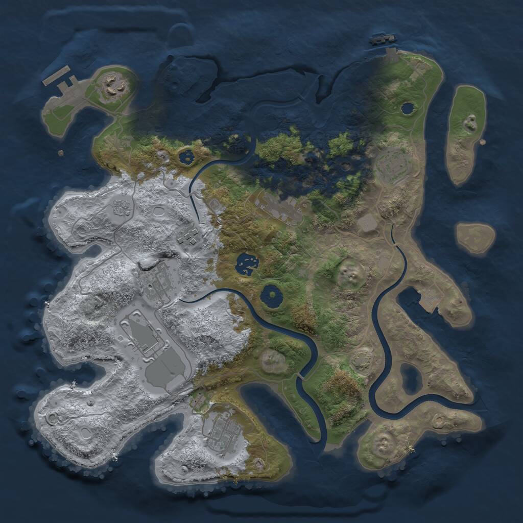 Rust Map: Procedural Map, Size: 3500, Seed: 801301025, 14 Monuments