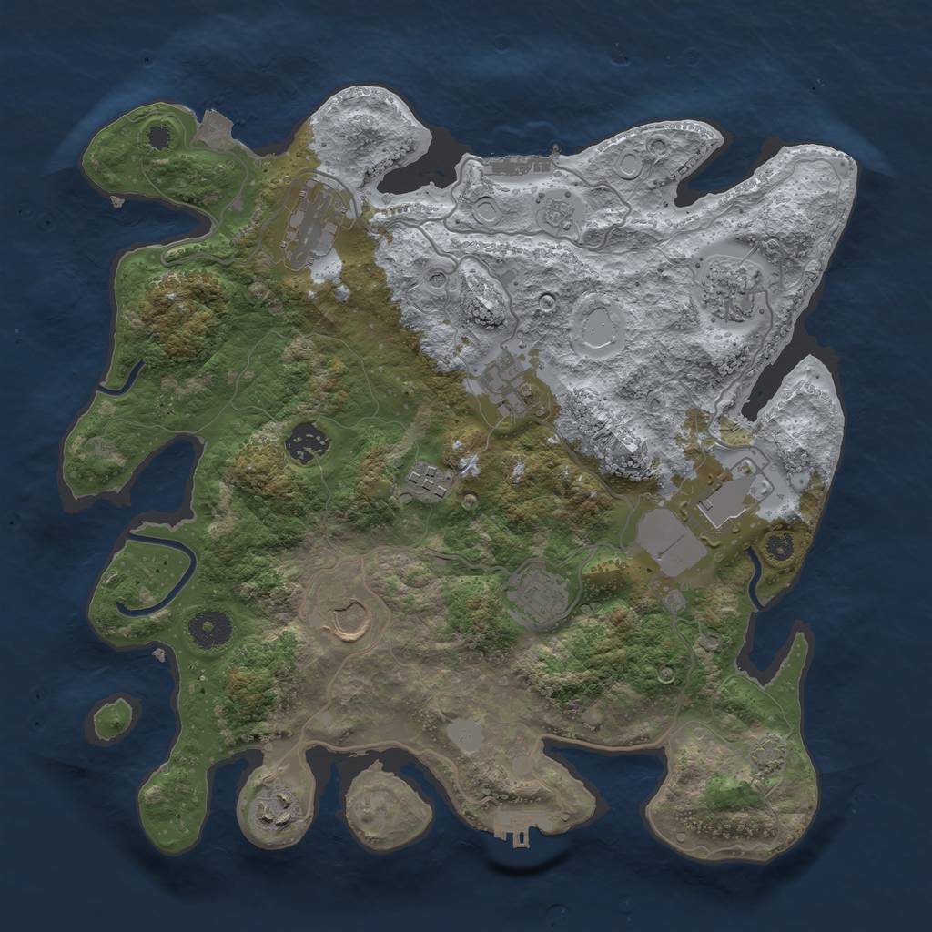 Rust Map: Procedural Map, Size: 3500, Seed: 1307719274, 17 Monuments