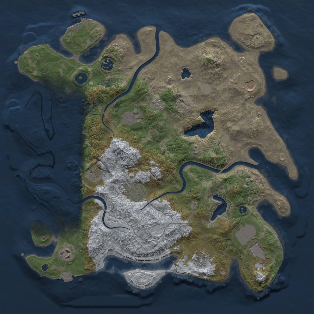 Rust Map: Procedural Map, Size: 4000, Seed: 2058179877, 14 Monuments