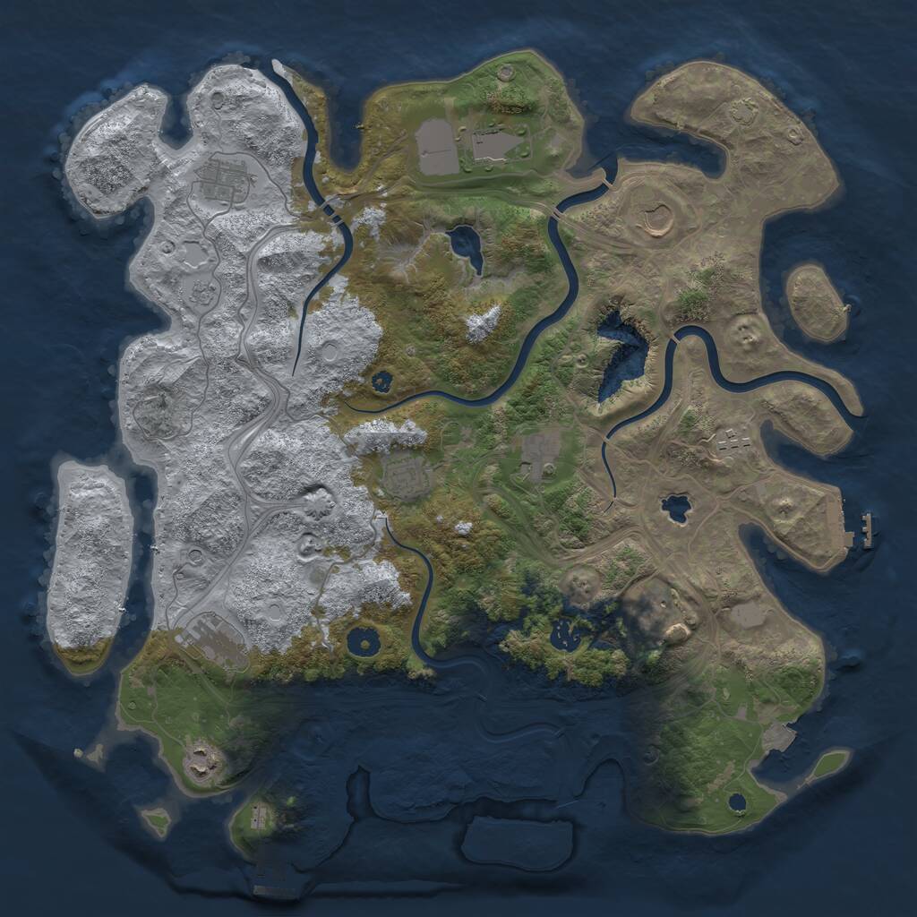 Rust Map: Procedural Map, Size: 4250, Seed: 678806026, 16 Monuments