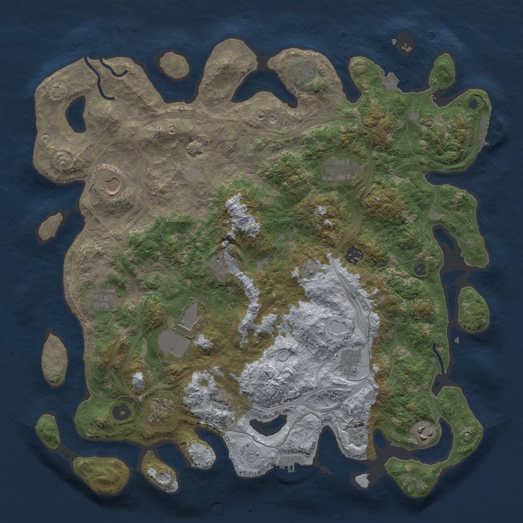 Rust Map: Procedural Map, Size: 4500, Seed: 355259073, 19 Monuments