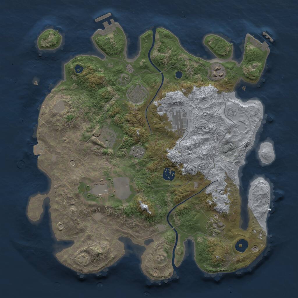 Rust Map: Procedural Map, Size: 3500, Seed: 2090571331, 14 Monuments