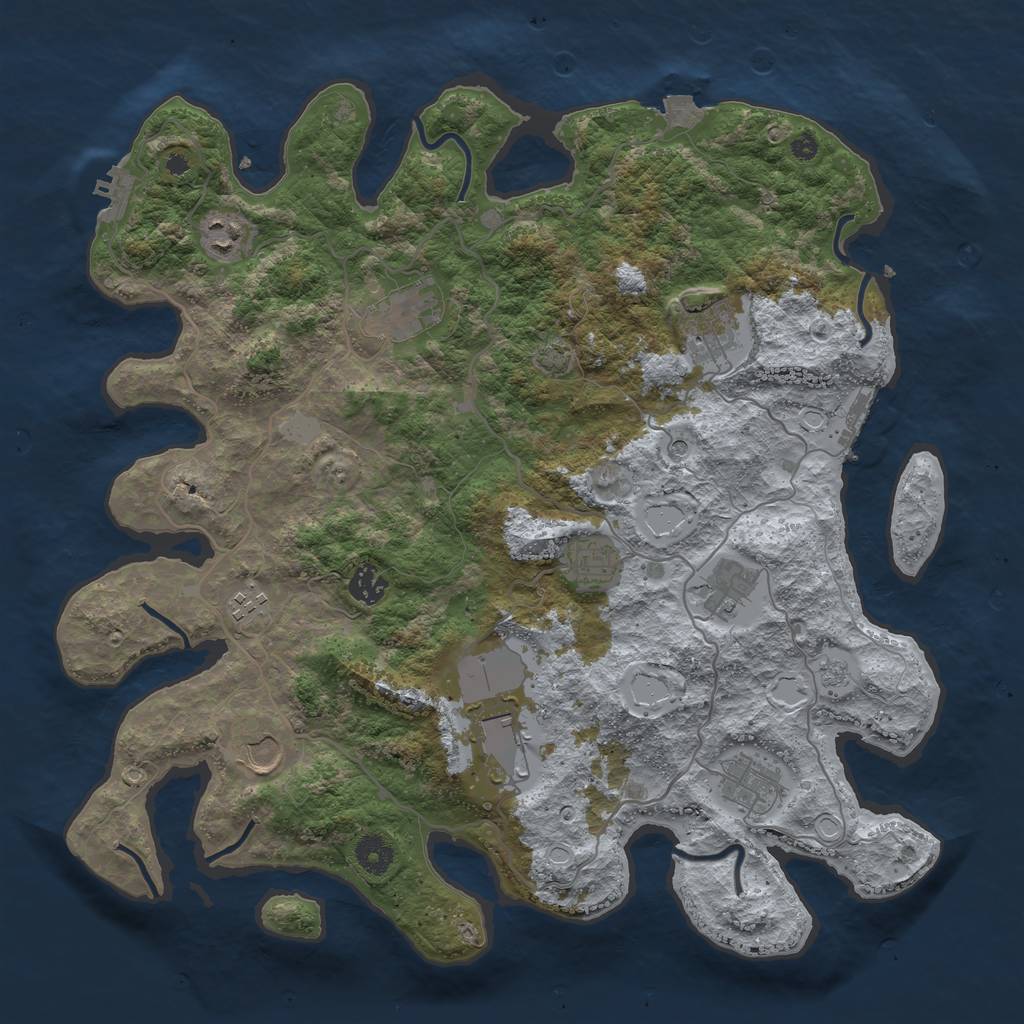 Rust Map: Procedural Map, Size: 4000, Seed: 687246224, 18 Monuments