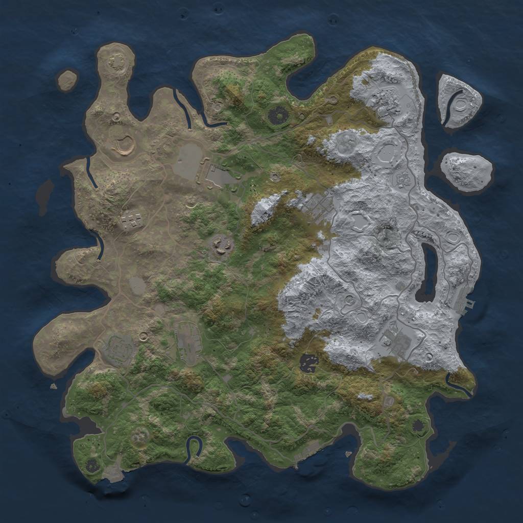 Rust Map: Procedural Map, Size: 4000, Seed: 233499536, 18 Monuments