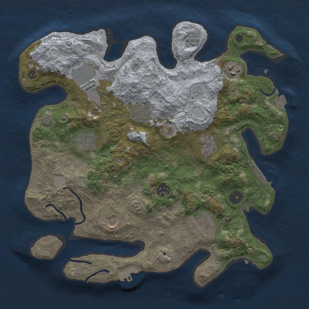 Rust Map: Procedural Map, Size: 3500, Seed: 1356025401, 17 Monuments