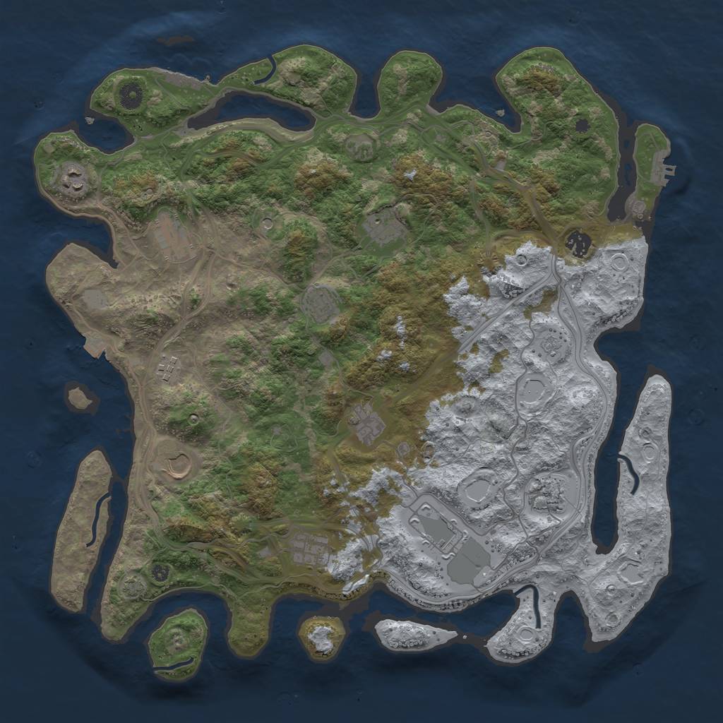 Rust Map: Procedural Map, Size: 4300, Seed: 1430712638, 19 Monuments
