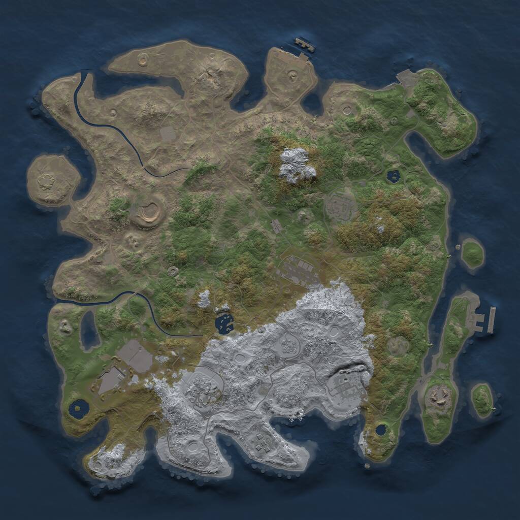 Rust Map: Procedural Map, Size: 3950, Seed: 6160284, 15 Monuments