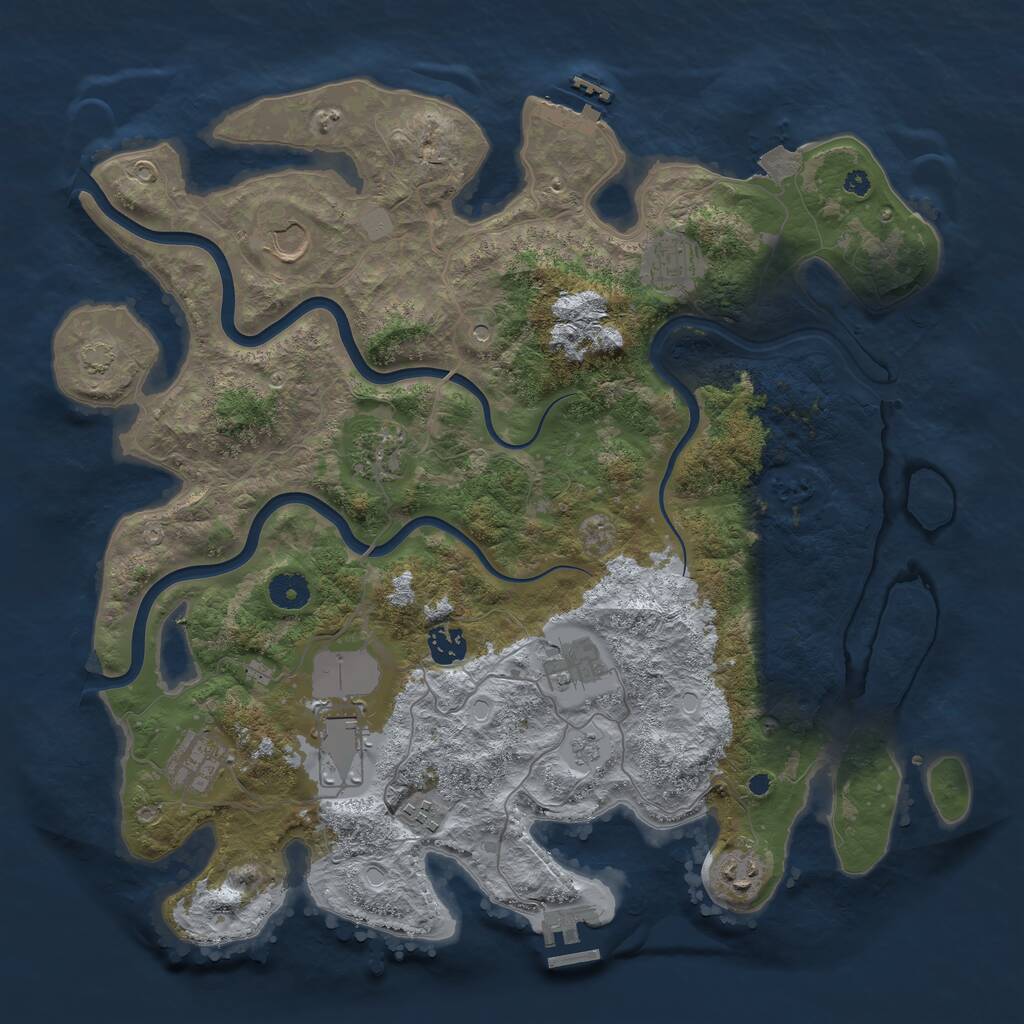 Rust Map: Procedural Map, Size: 3950, Seed: 6160284, 15 Monuments