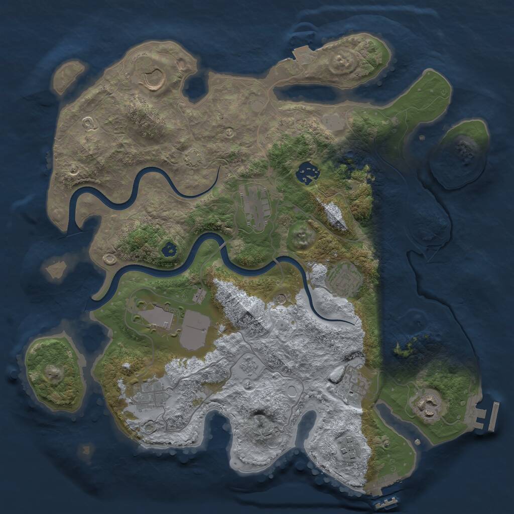 Rust Map: Procedural Map, Size: 3500, Seed: 897389731, 15 Monuments