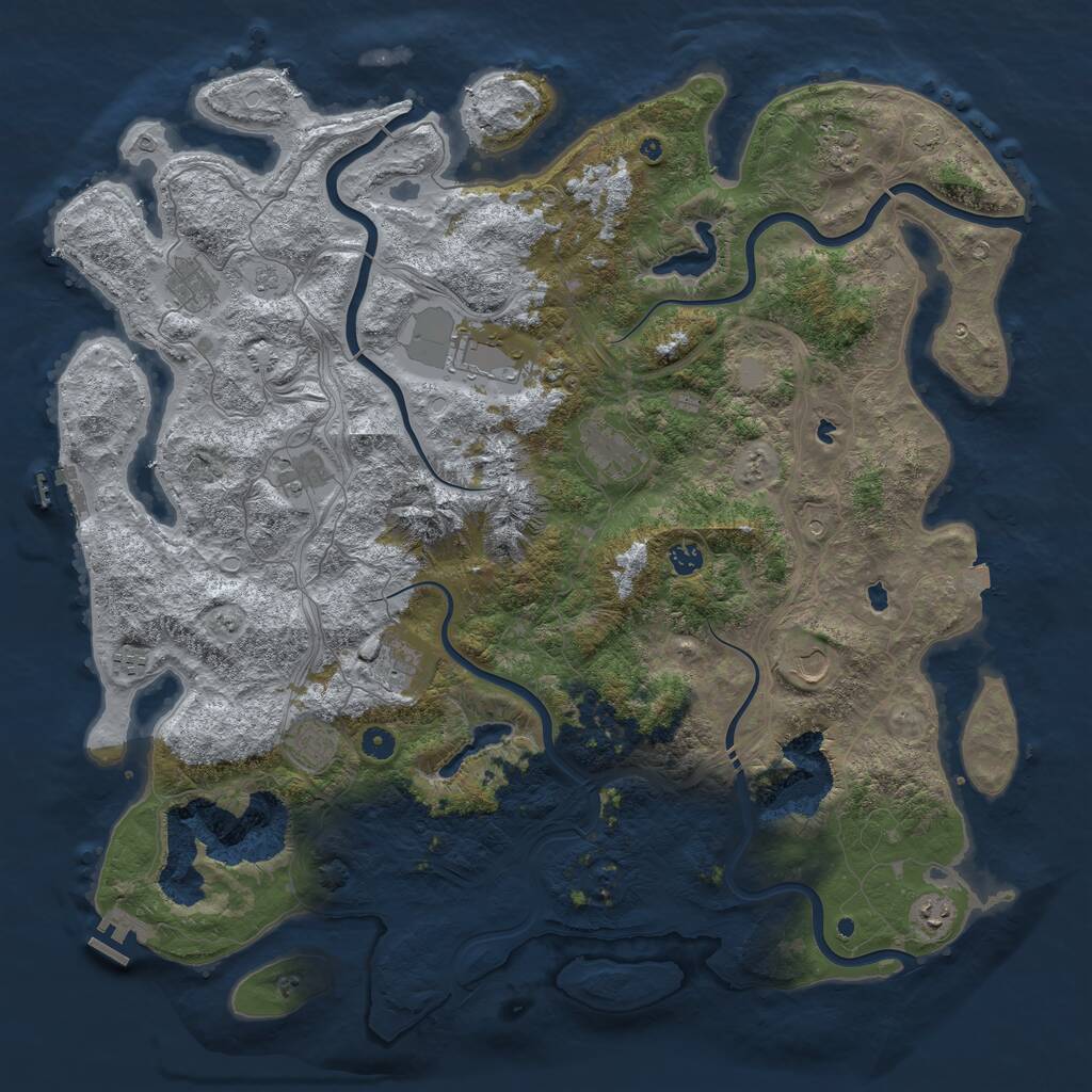 Rust Map: Procedural Map, Size: 5000, Seed: 55050224, 17 Monuments