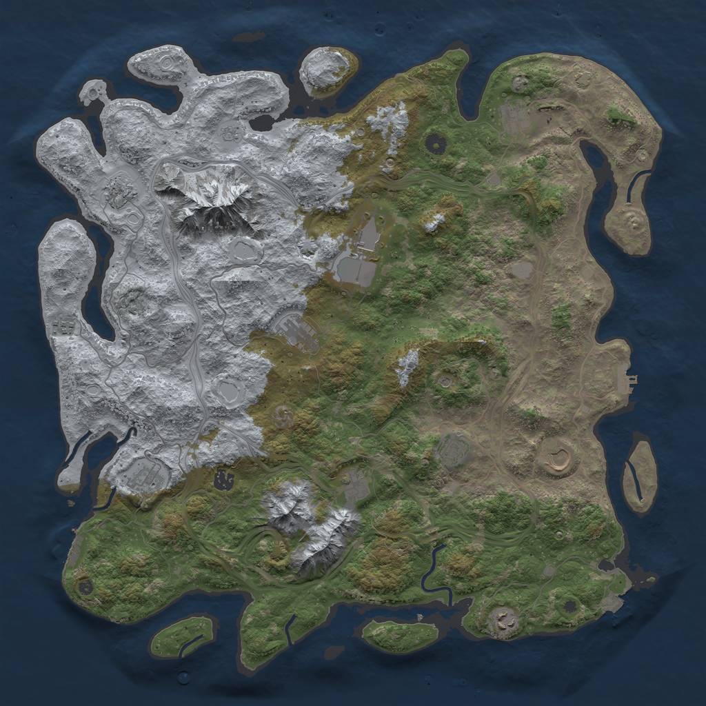 Rust Map: Procedural Map, Size: 5000, Seed: 55050224, 19 Monuments