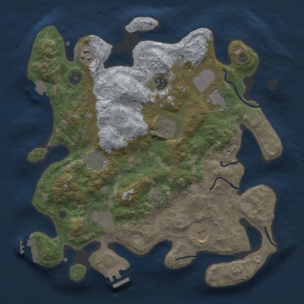 Rust Map: Procedural Map, Size: 3500, Seed: 1745090367, 13 Monuments