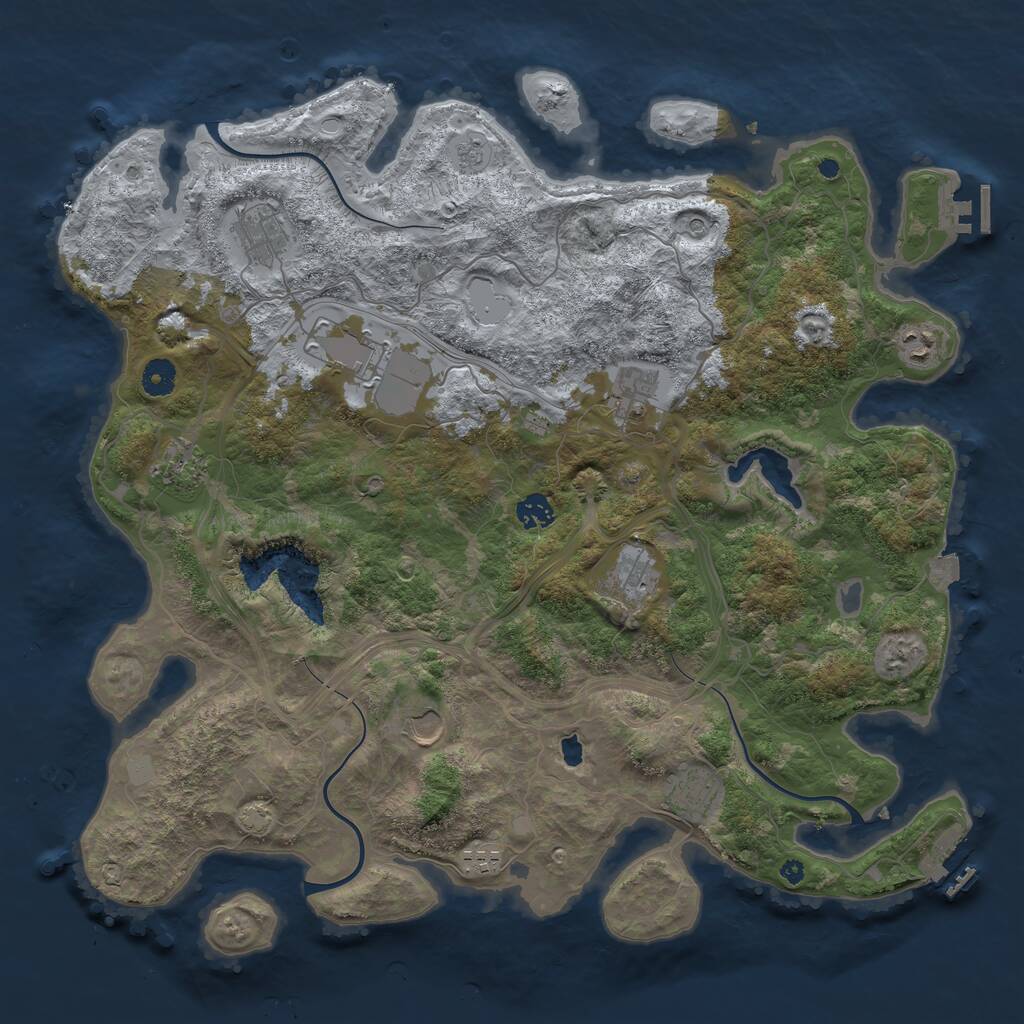 Rust Map: Procedural Map, Size: 4250, Seed: 802920369, 16 Monuments