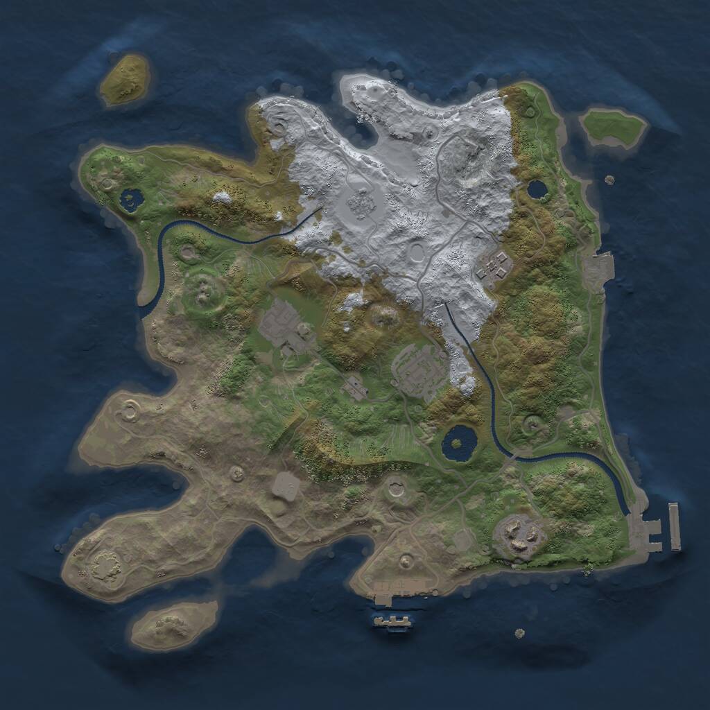 Rust Map: Procedural Map, Size: 3000, Seed: 224420, 10 Monuments