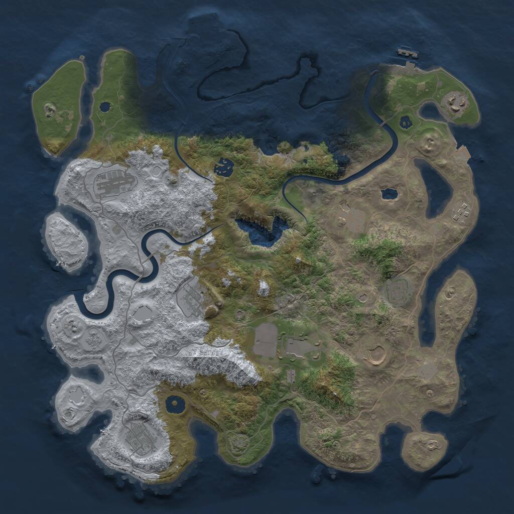 Rust Map: Procedural Map, Size: 4000, Seed: 1256460343, 16 Monuments