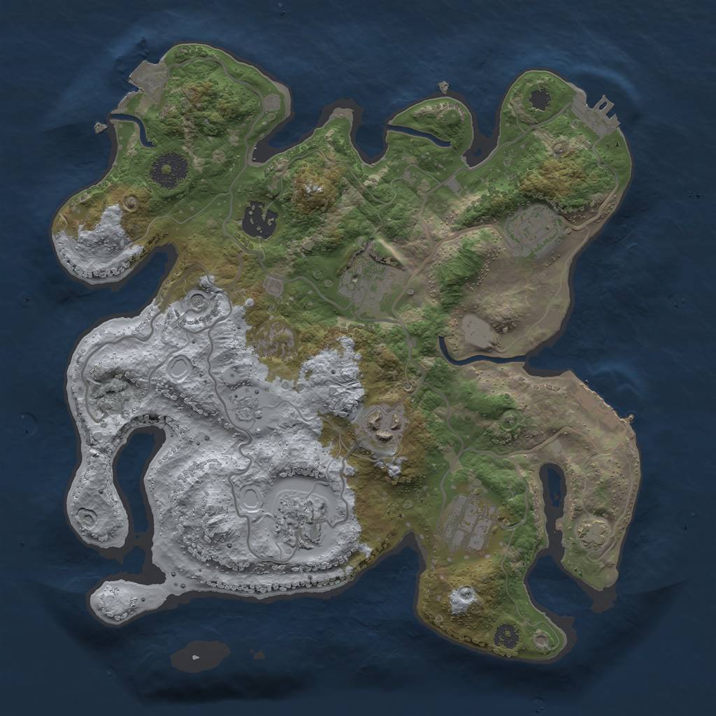 Rust Map: Procedural Map, Size: 3000, Seed: 1781983836, 14 Monuments