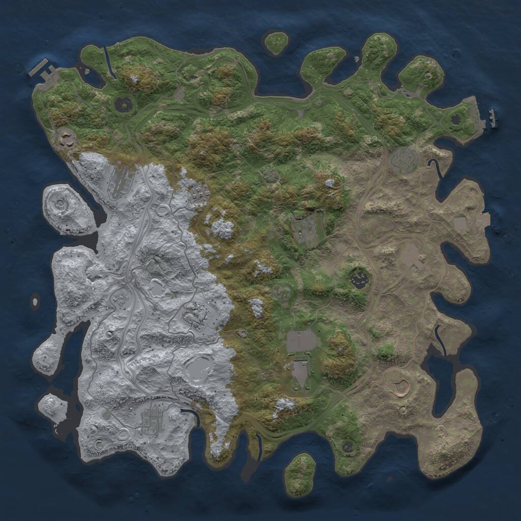 Rust Map: Procedural Map, Size: 4500, Seed: 962540975, 17 Monuments