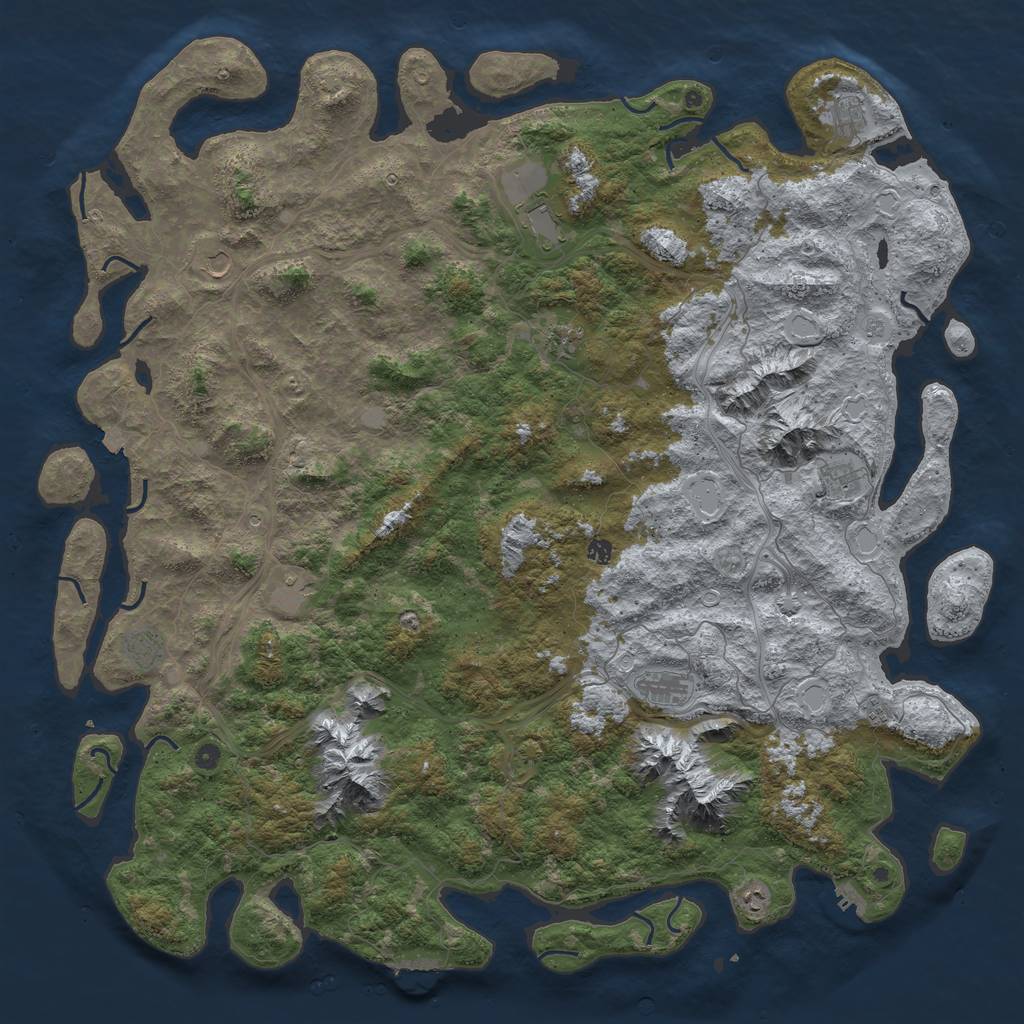Rust Map: Procedural Map, Size: 6000, Seed: 4221414, 19 Monuments