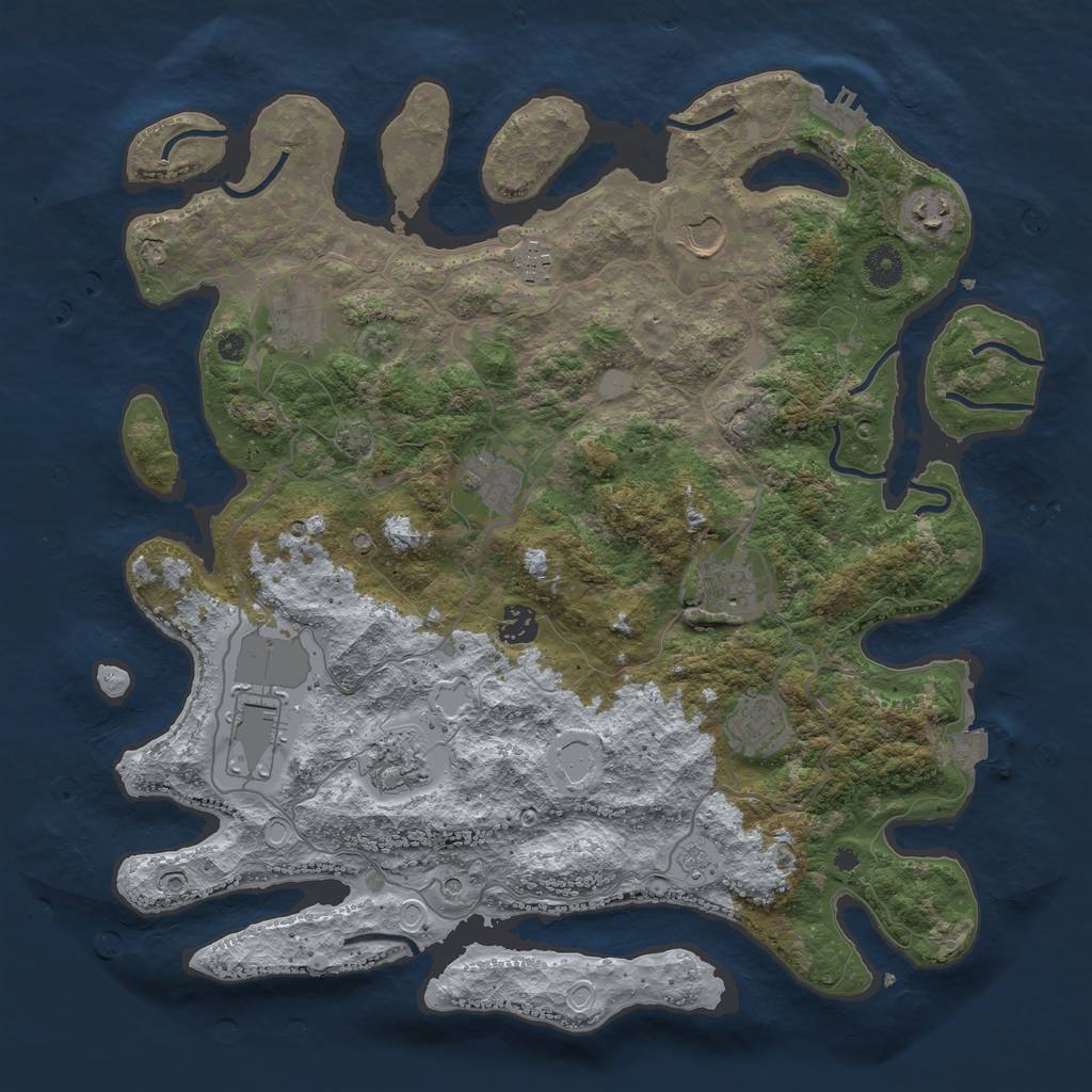 Rust Map: Procedural Map, Size: 4000, Seed: 569589100, 17 Monuments