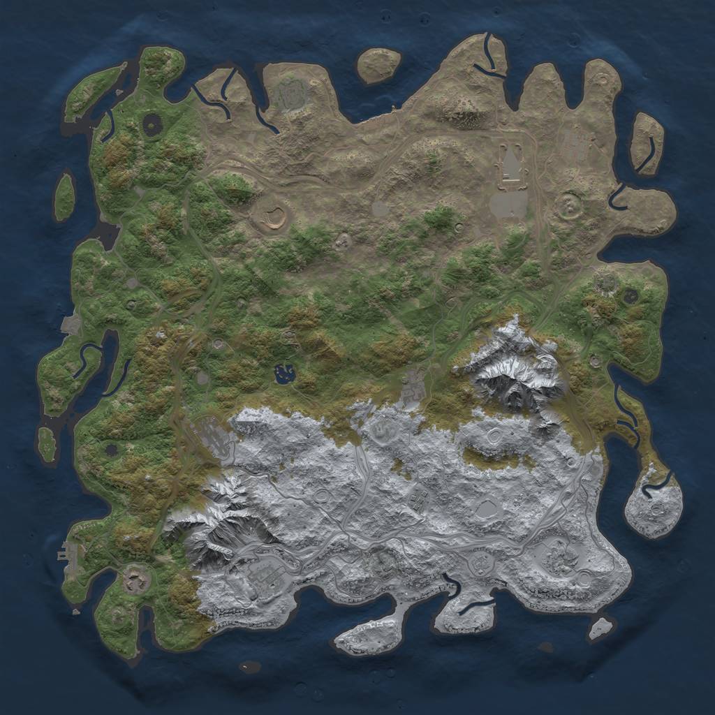 Rust Map: Procedural Map, Size: 5000, Seed: 1129389573, 19 Monuments