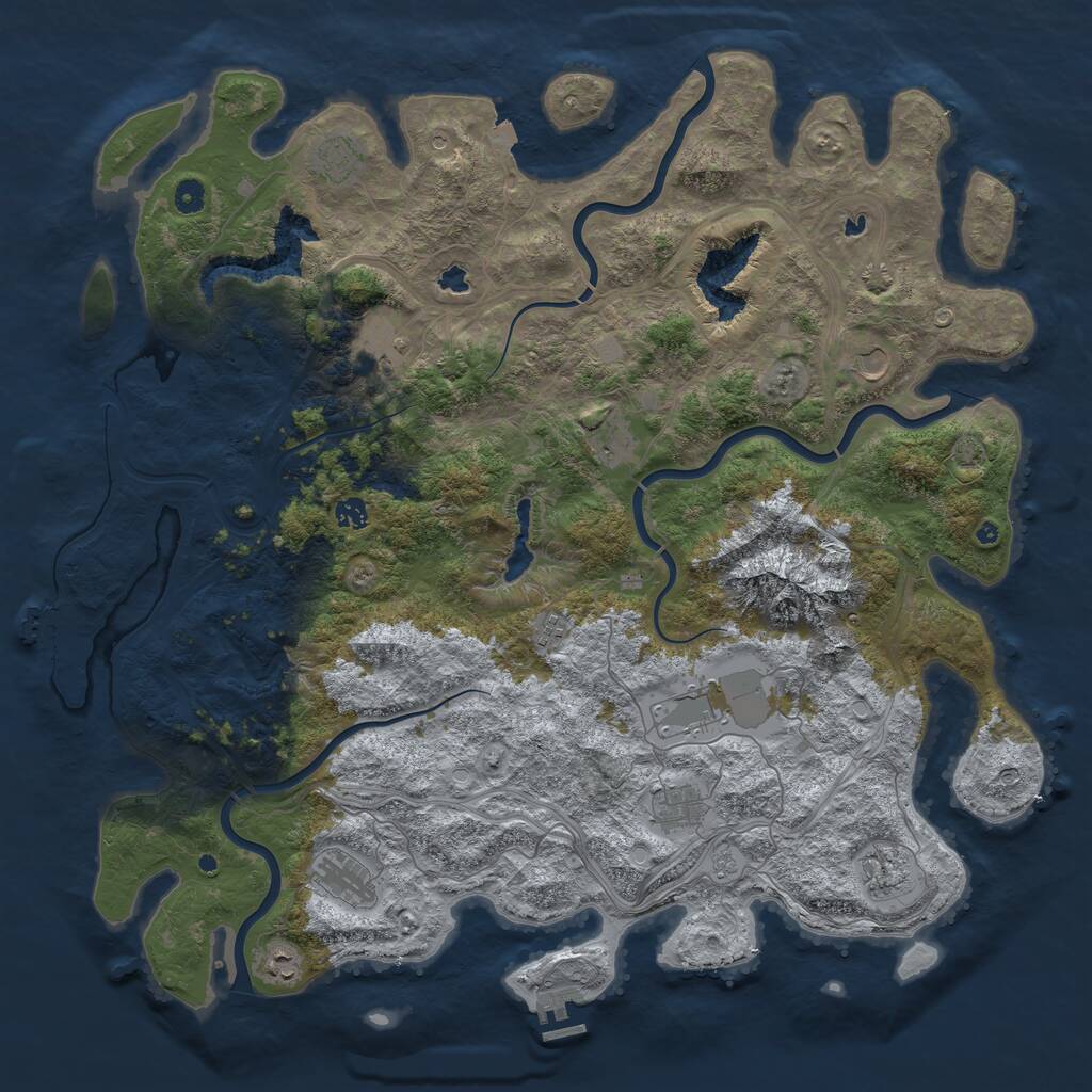 Rust Map: Procedural Map, Size: 5000, Seed: 1129389573, 17 Monuments