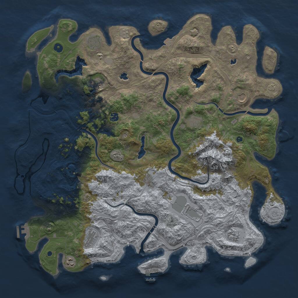 Rust Map: Procedural Map, Size: 5000, Seed: 1129389573, 17 Monuments