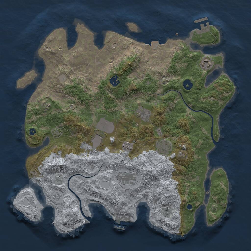 Rust Map: Procedural Map, Size: 3750, Seed: 1924590195, 13 Monuments