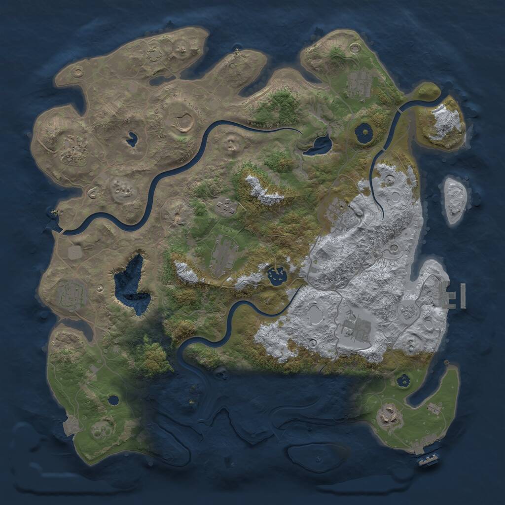 Rust Map: Procedural Map, Size: 4000, Seed: 5745325, 16 Monuments