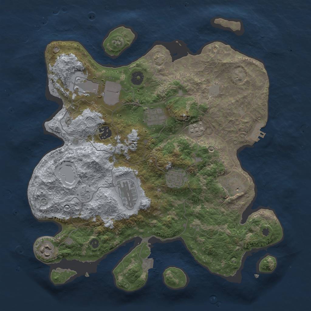 Rust Map: Procedural Map, Size: 3500, Seed: 870598935, 15 Monuments