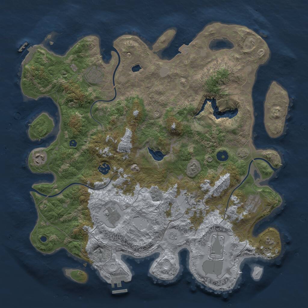 Rust Map: Procedural Map, Size: 4100, Seed: 59501282, 14 Monuments