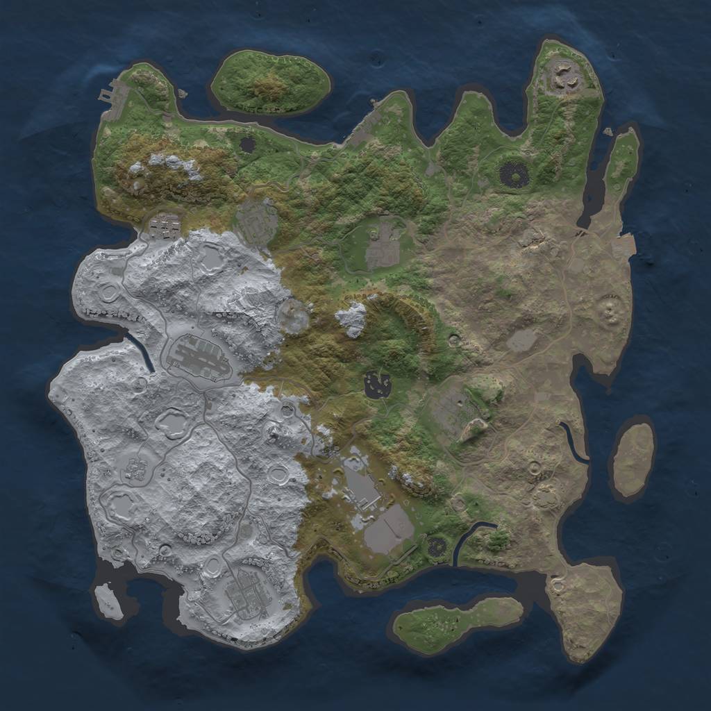 Rust Map: Procedural Map, Size: 3700, Seed: 82077683, 17 Monuments