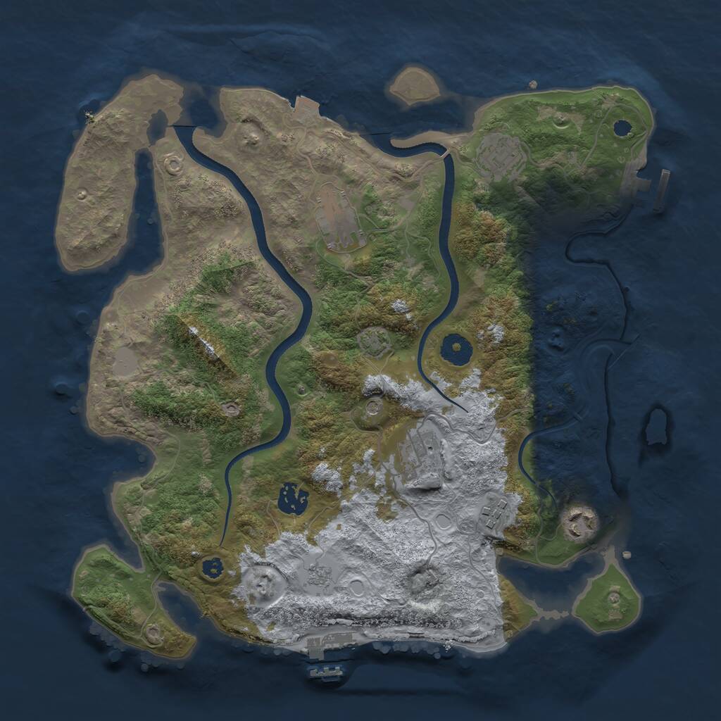 Rust Map: Procedural Map, Size: 3450, Seed: 37653290, 12 Monuments