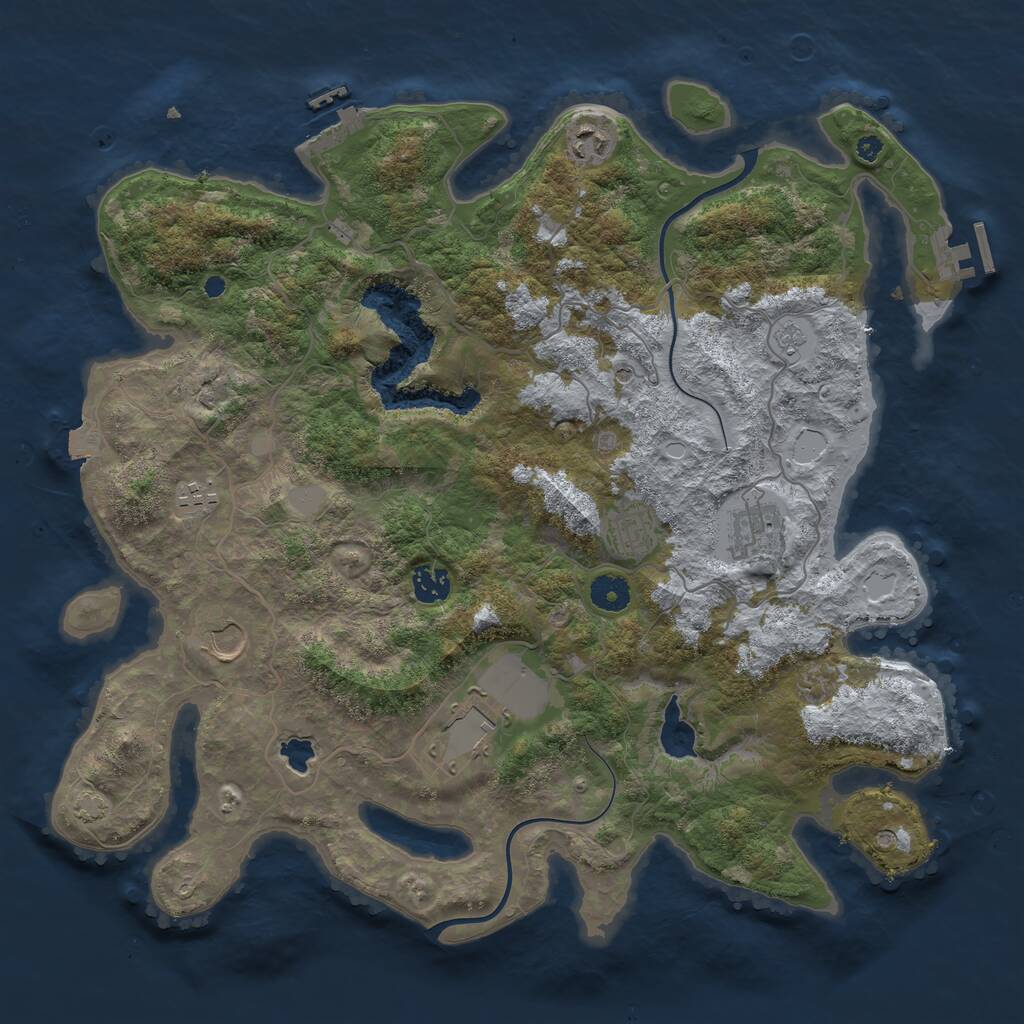 Rust Map: Procedural Map, Size: 4000, Seed: 53221909, 13 Monuments