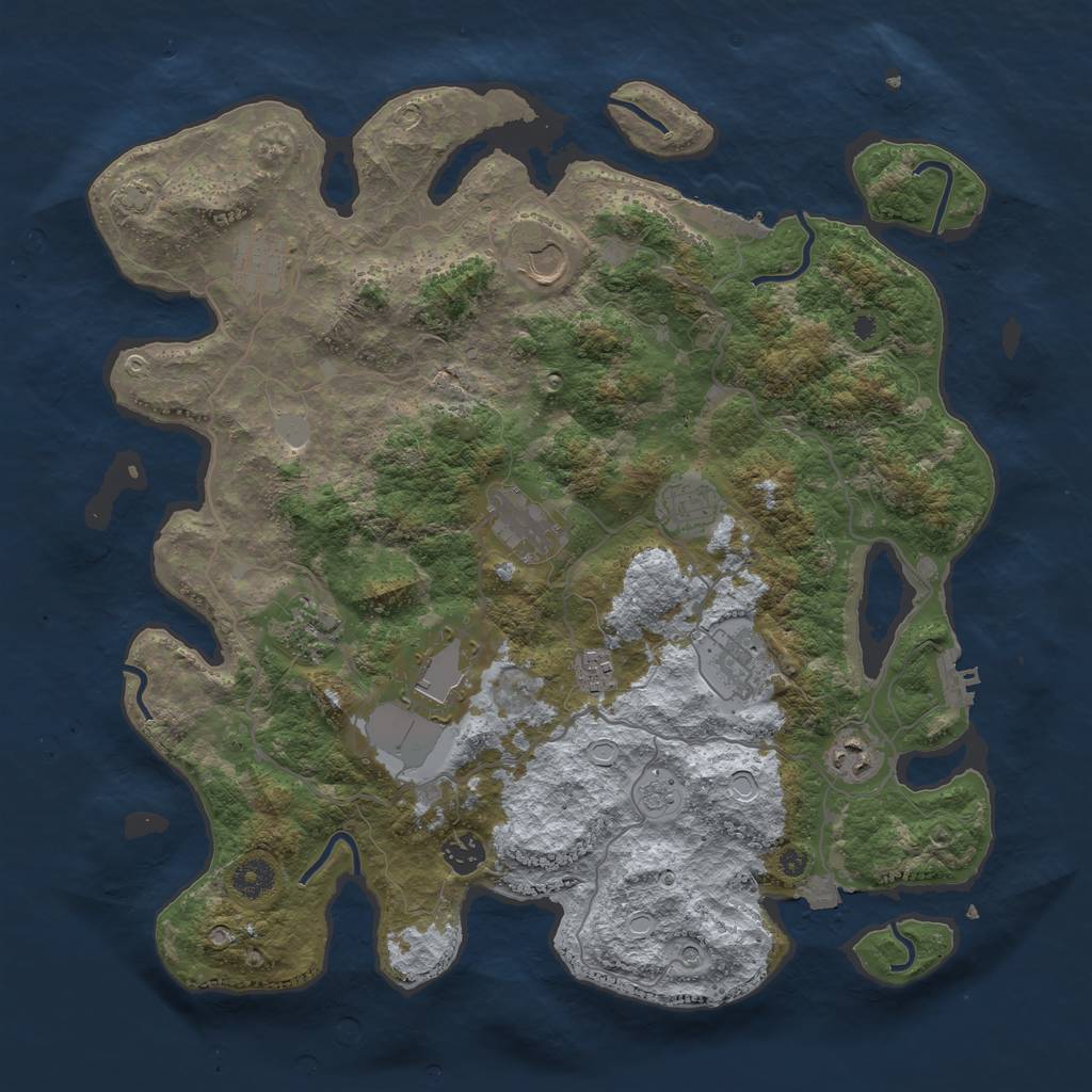 Rust Map: Procedural Map, Size: 4000, Seed: 28979125, 18 Monuments