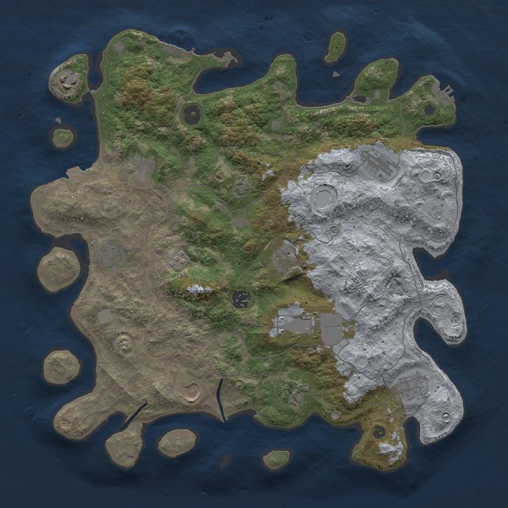 Rust Map: Procedural Map, Size: 4100, Seed: 86642977, 19 Monuments