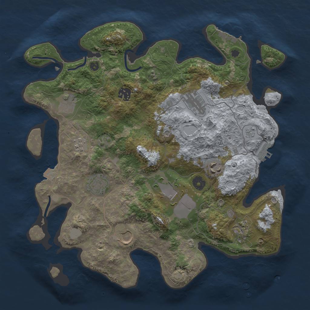 Rust Map: Procedural Map, Size: 3500, Seed: 38551650, 17 Monuments