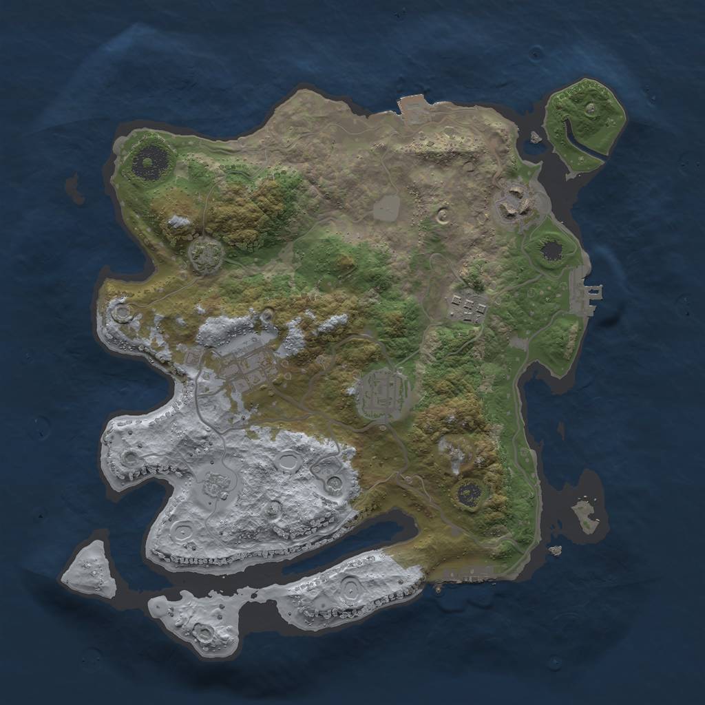 Rust Map: Procedural Map, Size: 3000, Seed: 69763, 12 Monuments