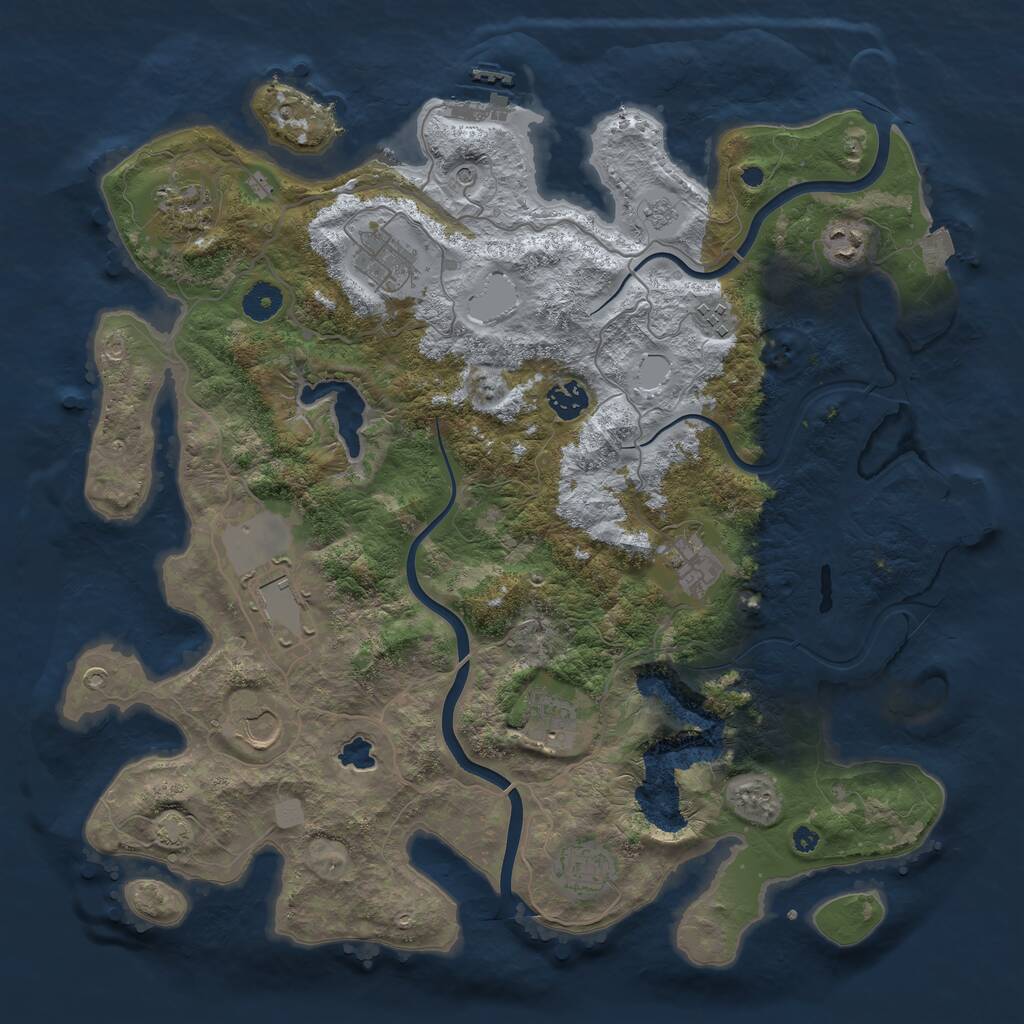 Rust Map: Procedural Map, Size: 4000, Seed: 74193229, 16 Monuments
