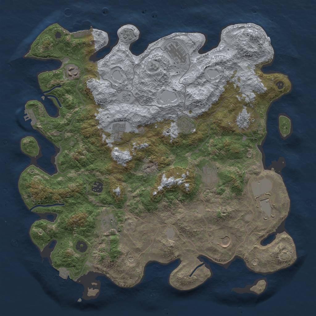 Rust Map: Procedural Map, Size: 4100, Seed: 43611412, 19 Monuments