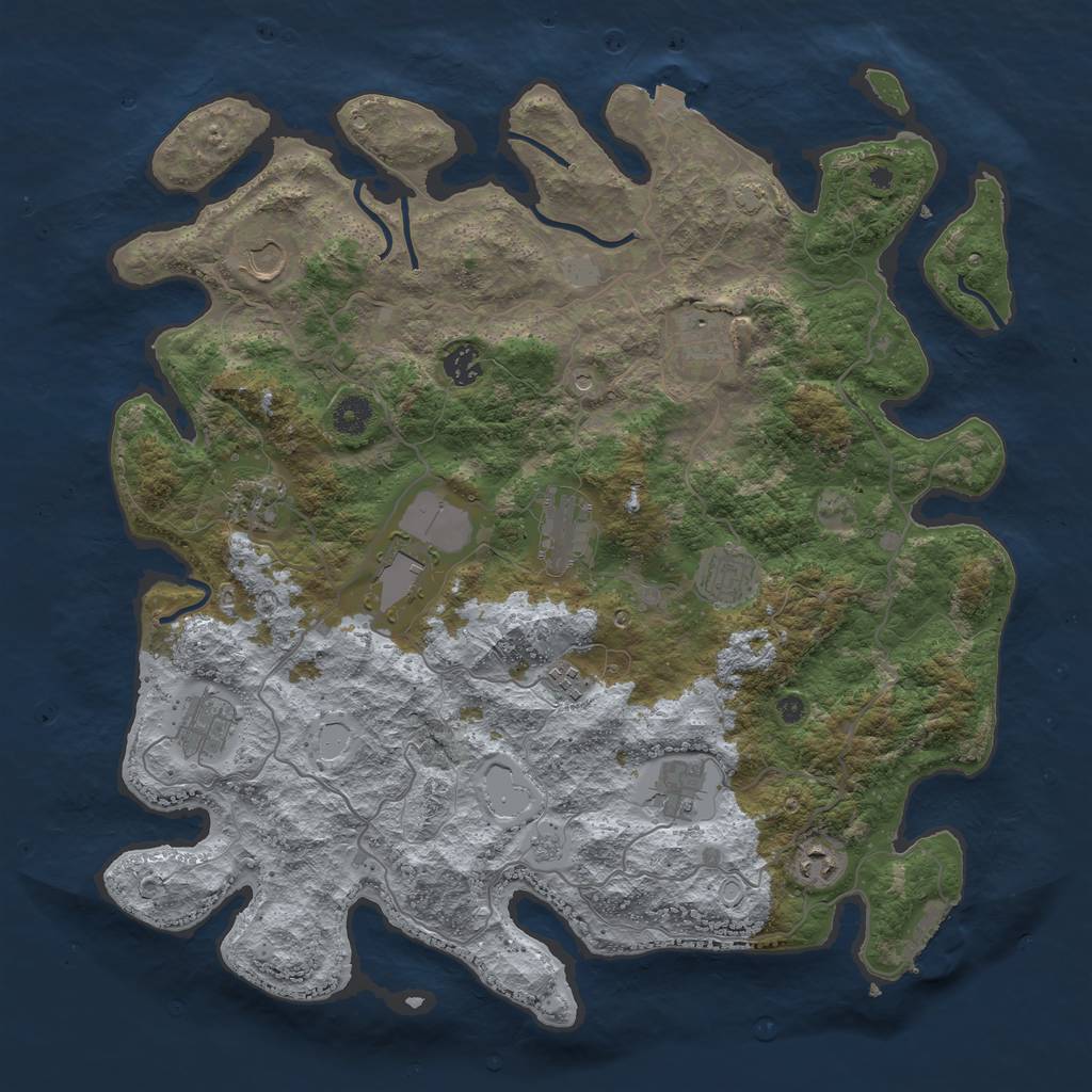 Rust Map: Procedural Map, Size: 4200, Seed: 6781346, 18 Monuments
