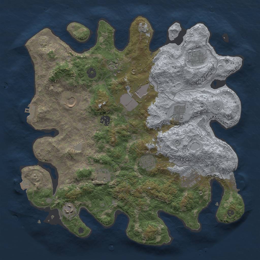 Rust Map: Procedural Map, Size: 3800, Seed: 42138460, 18 Monuments